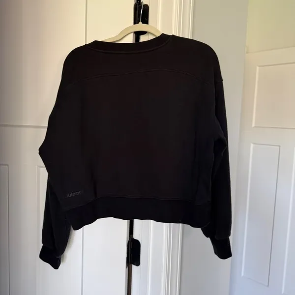 Lululemon Black Crop Sweatshirt Perfectly Oversized Pullover Crew French‎ terry - Image 6