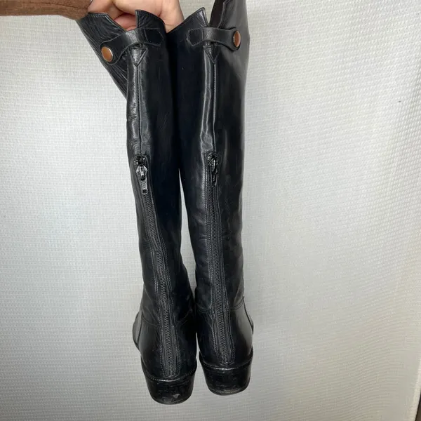 Black Leather Knee High Boots Women Size 36 Zip Up Tall Riding Style‎ - Image 3
