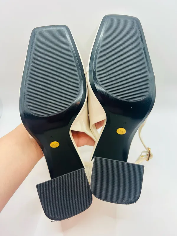 Zara Womens Cream Slingback Block Heels Square Toe Minimalist Chic Size 7 Mod - Image 12