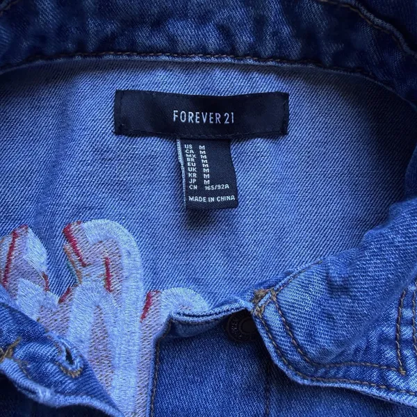 Y2k Sunshine Stars Embroidered Denim Jean Jacket Size Medium‎ Cropped - Image 5