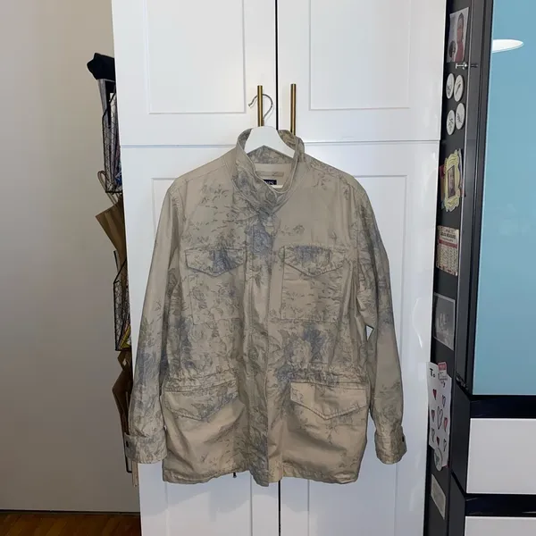 Vintage Chaps Light Blue Tan Floral Rose Utility Chore Coat Boho Western Spring - Image 9