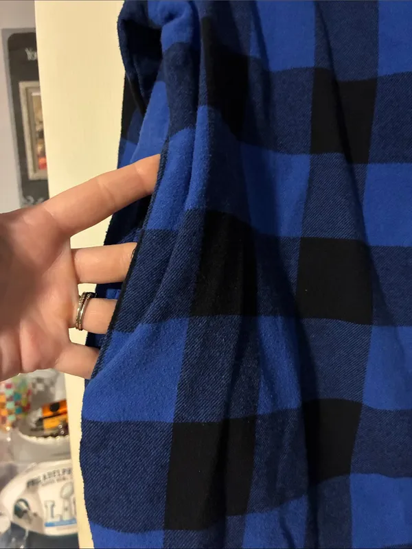 Wild Fable plaid flannel bottom down shirt Black Size M - Image 3
