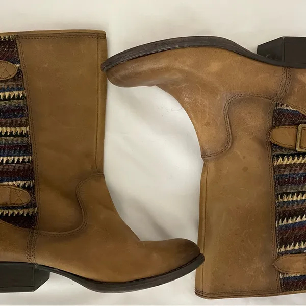 Gianni Bini Boots Womens Brown Leather Western Shoes Comfort Mid Calf Tapestry - Image 2