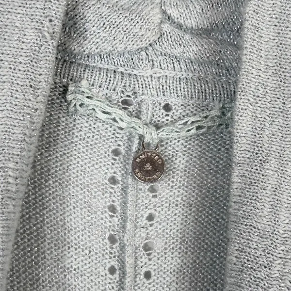 Anthropologie‎ Knitted Knotted Small Top Knit Sparkly Gray Blue Cowl Crochet 392 - Image 10