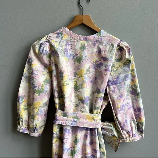 Tart Collections Lorrie Pastel Purple Floral Print Belted Tunic Dress Size Small - Image 9