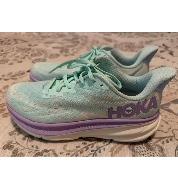 HOKA Clifton 9 Women's Running Shoes Size 8.5 B Sunlit Ocean Lilac Mist Mint - Image 4