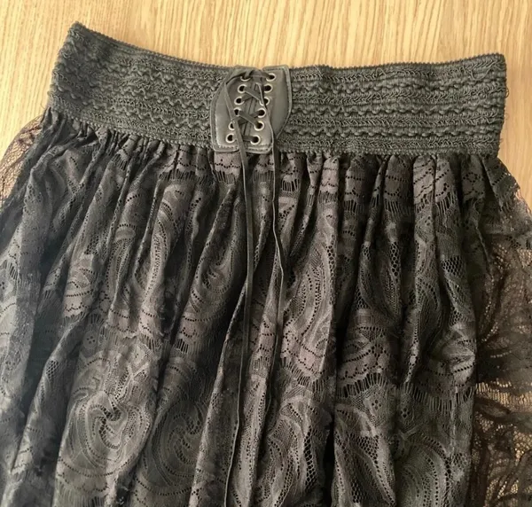 🆕Black Bohemian Swirl Lace-Up Maxi Skirt OS🆕 - Image 6