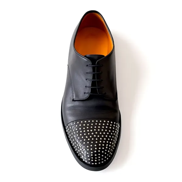 Gucci Black Leather Studded Cap Toe Oxford Shoes Authentic COA EU37 Italy in EUC - Image 3
