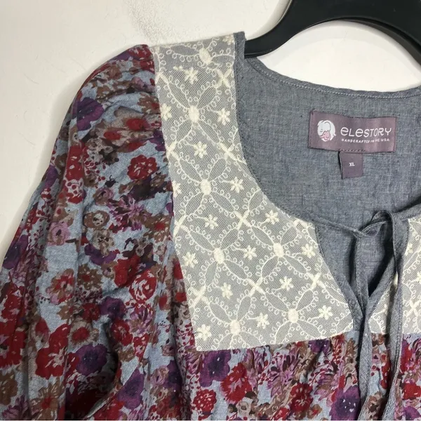 Elestory 100% cotton peasant dress floral pattern‎ size XL - Image 3