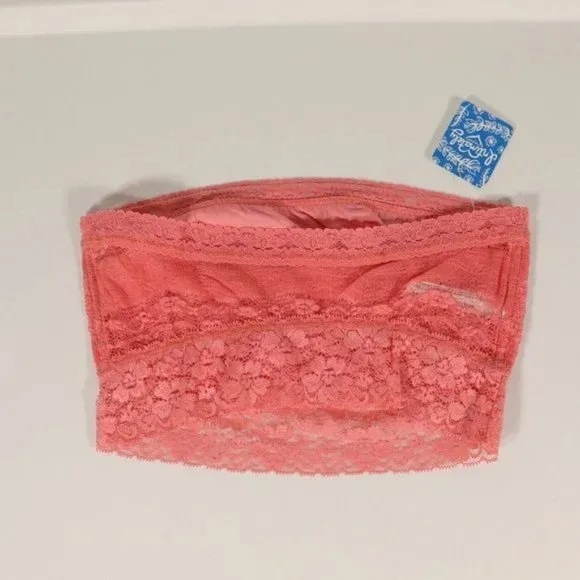 Free People NWT Scalloped Lace Bandeau in Pink Lemon Size Small - Image 5