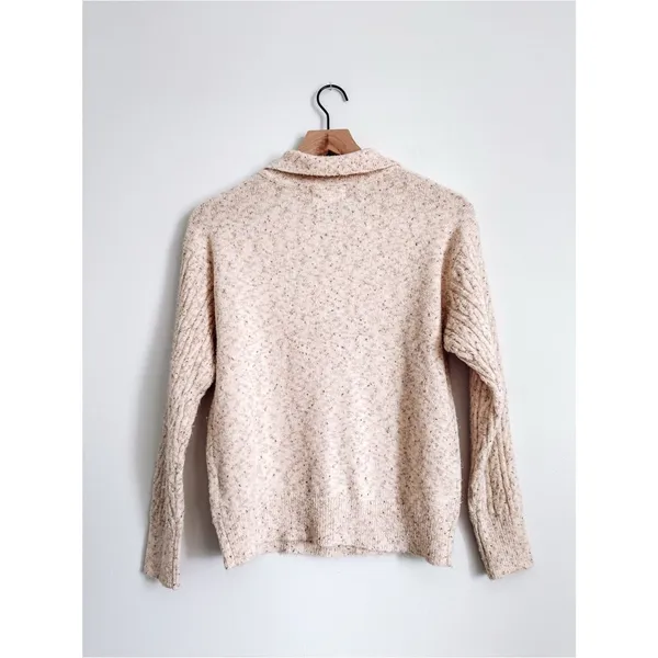 Heartloom Oatmeal Speckled Collared Knit Button Front Sweater Top XS - Image 5