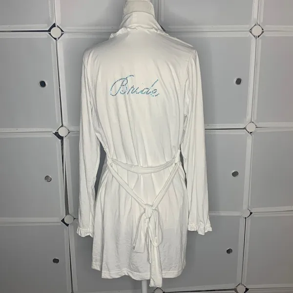 Rampage Bridal White Ruffled Belted Bride Robe Size Small - Image 2