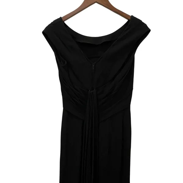 Vintage Kathleen Inc Dress Womens Size Medium Black Maxi Sheath Ruched Pleated - Image 7