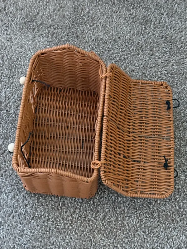 Vintage Style Wicker House Handbag Brown Cottagecore Basket Purse Picnic Woven - Image 12