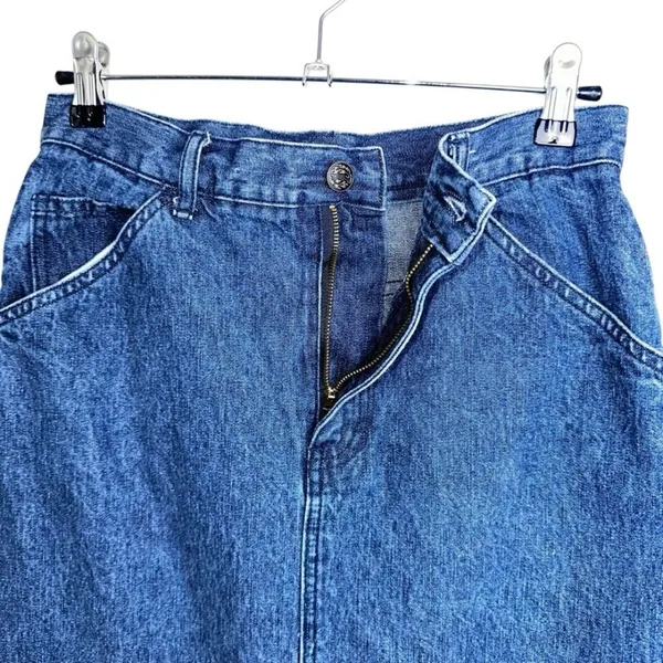 Vintage Real Comfort Denim Cargo Cotton Midi Skirt Y2K Utility Jean Skirt Sz 8P - Image 4