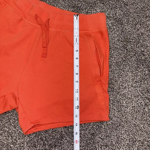 Gymshark Women's Orange Athletic Shorts Size Medium Drawstring Gym - Image 5