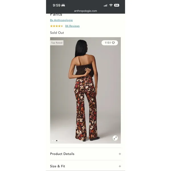 By Anthropologie Floral Flare Pants Womens‎ 8 NWT High Rise Wide Leg Satin Multi - Image 2