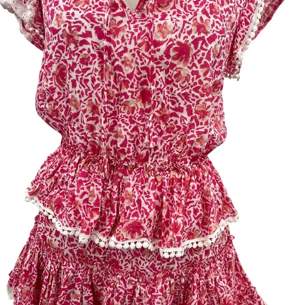Misa Los Angeles‎ Lilian Dress Tiered Ruffle Animal Floral Print Pink Size XS - Image 6