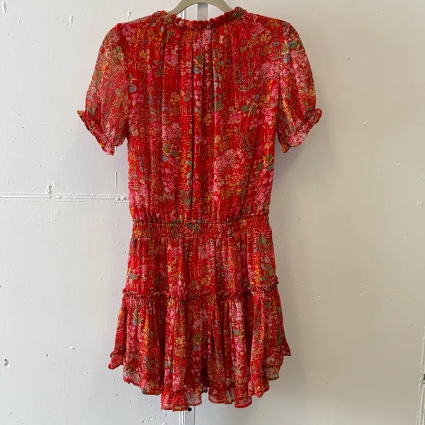 We're All‎ Pretty Girls Boho Summer Floral Elastic Waist Mini Dress Red Small - Image 2