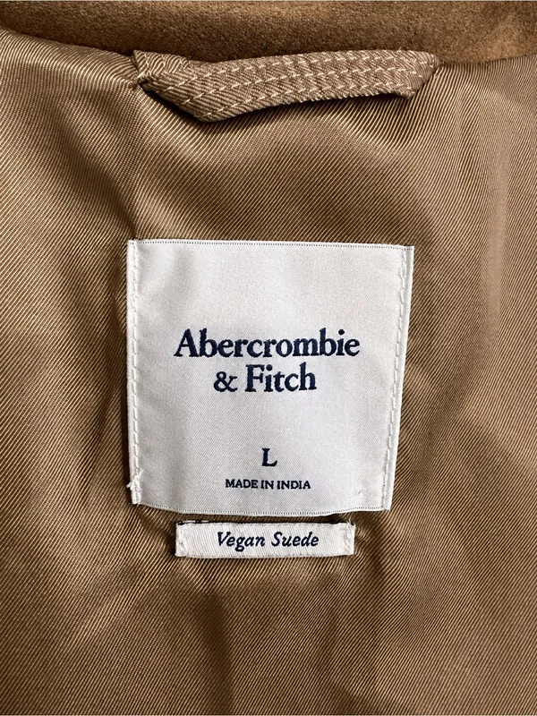 Abercrombie & Fitch Vegan Suede Camel Brown Shirt Jacket L - Image 7