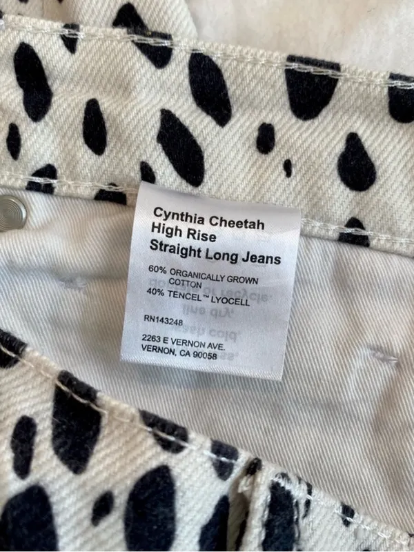 Reformation Cynthia Cheetah High Rise Straight Long Jeans | Size 30 - Image 6