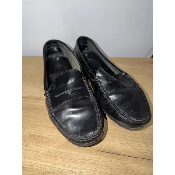 TOD'S Loafers Black Driving Moccasin Leather Women's Size 38 US 7.5 D - Image 3