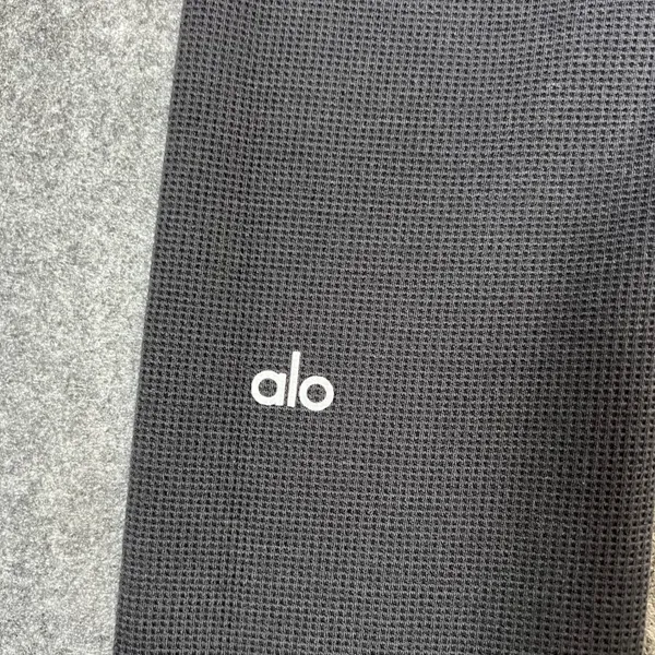 Alo Yoga High Waist Waffle Knit Leggings Charcoal Grey Tencel Blend Womens Small - Image 9