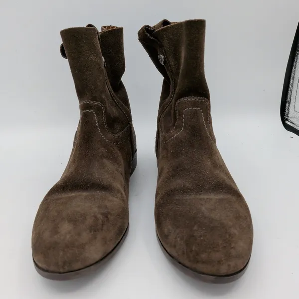 Frye Sarah Shortie Womens 8M Brown Suede Western Ankle Boots Almond Toe Low Heel - Image 3