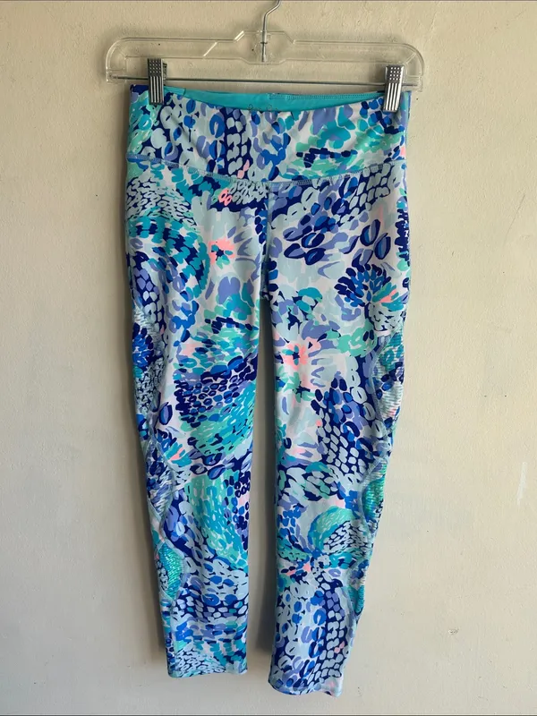 Lilly Pulitzer Luxletic Weekender Oasis Wave After Wave Cropped Leggings Sz Sm - Image 12