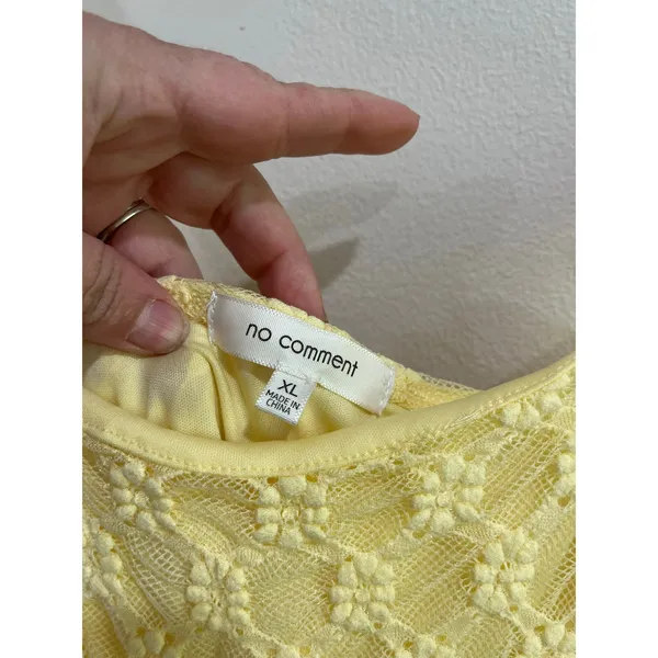 No Comment Yellow Mesh Lace Trim Y2K Bodycon Midi Dress‎ Size XL - Image 8