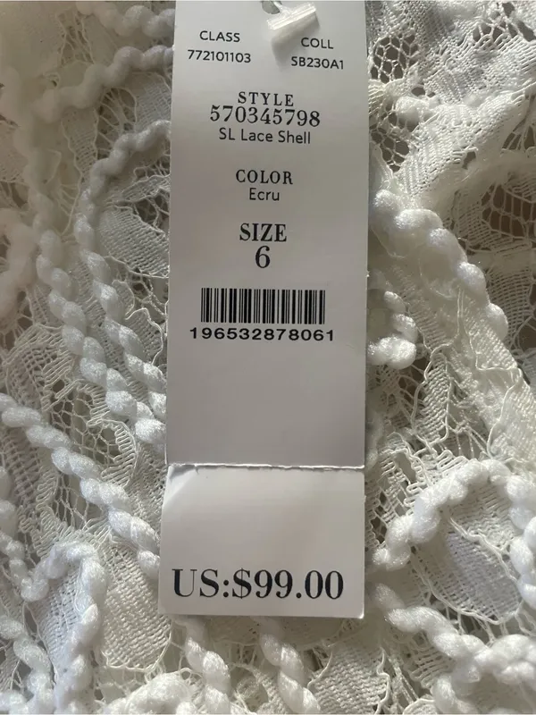 NWT White House Black Market‎ Lace Sleeveless Top Size 6 - Image 4