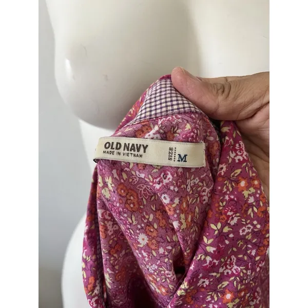 Old Navy Floral Blouse M Paisley Western Boho Spring Country Boho Farm Cotton - Image 2