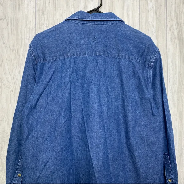 Christine Alexander Bedazzled Cat Button Down Chambray Denim Shirt size M Medium - Image 5