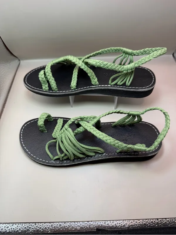 Natural and Co Green Rope Strap Sandals Women’s Approx 6.5-7 Boho - Image 9