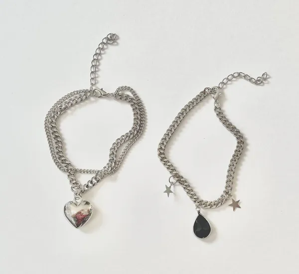 2 Pieces Silver Tone Bracelet Set - Image 2