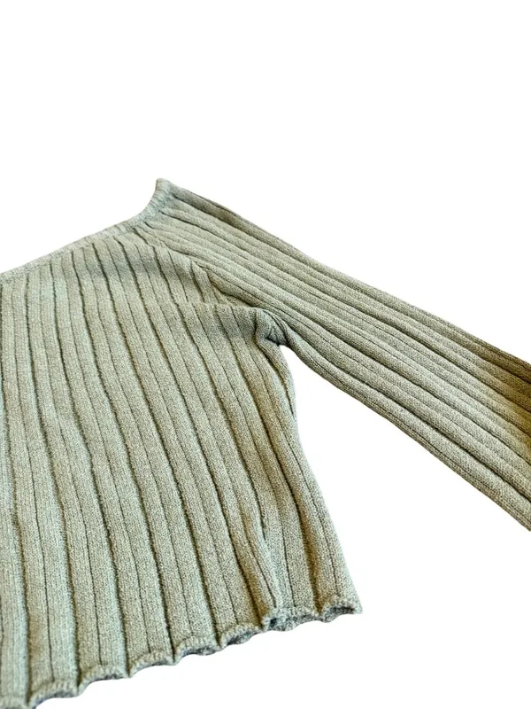 Princess Polly Green Ribbed Off-Shoulder Sweater Pullover Stretch Ribbed Size 4 - Image 5