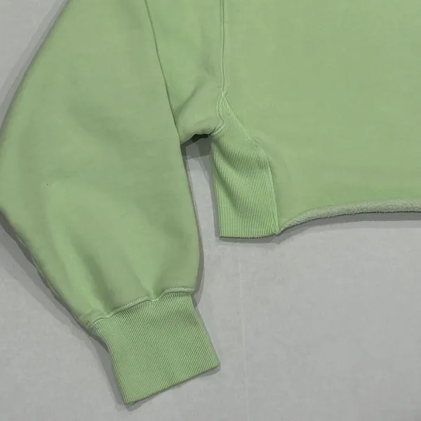 Aritzia TNA‎ Cozy AF Fleece Cropped Raw Hem Pullover Sweatshirt Green Size 2 XS - Image 5