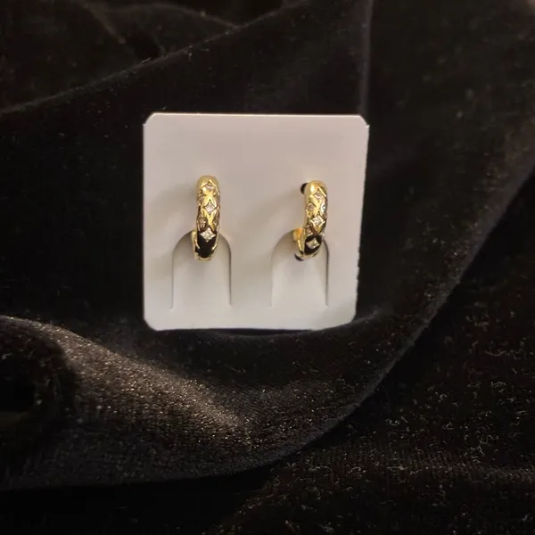 Gold-Tone Starburst Huggie Earrings - Image 2
