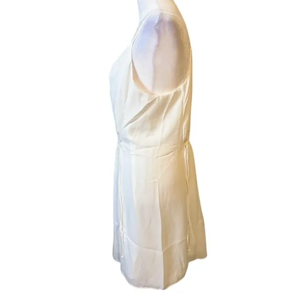 Krisa Mini Dress Womens Medium White New V-Neck Spaghetti Strap‎ Gathered Waist - Image 3