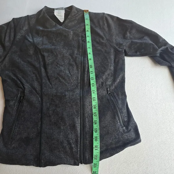 New Balance -911‎ Metallic Black Asymmetrical Zip Moto Athleisure Jacket Size M - Image 6