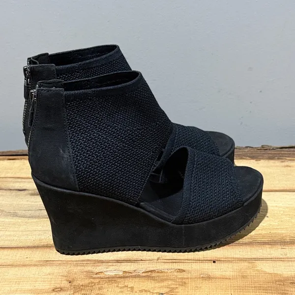 *New* Eileen Fisher Women'S Leto Wedge Sandal,‎ Black, 5.5 B101 - Image 11