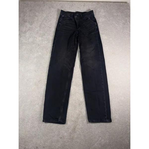 American Eagle Super High Rise Baggy Straight Jeans Womens 2 Long Denim Black - Image 3
