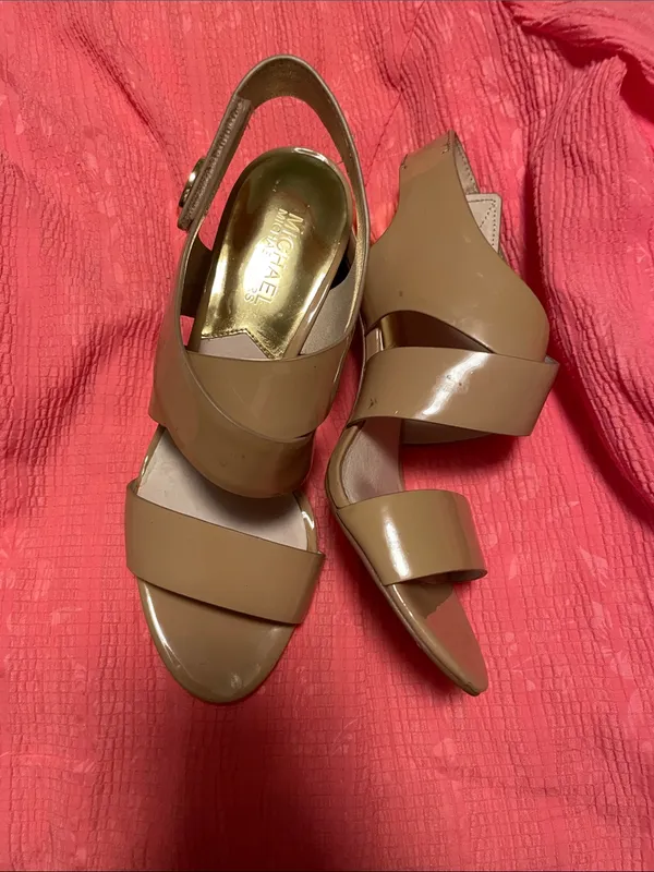 MICHAEL Michael Kors Tan Patent Leather Slingback Heels - Image 2