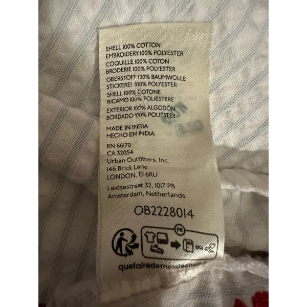 Free People Embroidered Cottage Bohemian Seersucker Saugatuck Midi Dress Large - Image 9