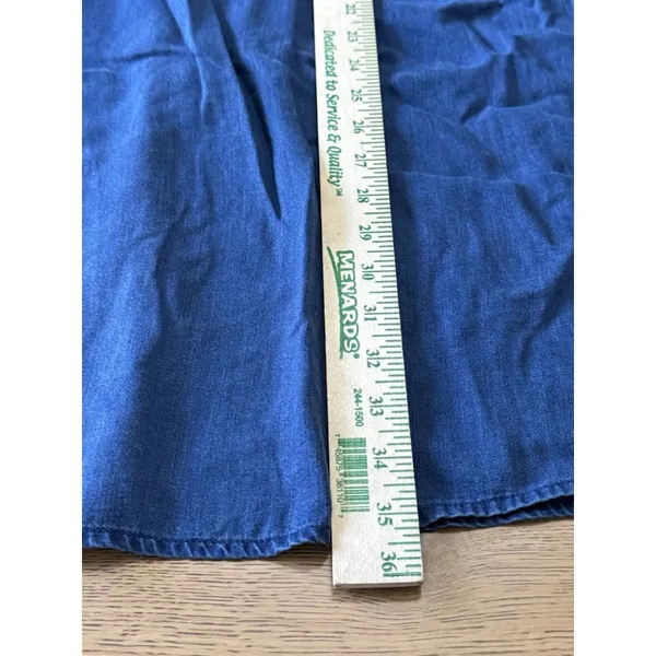 Old Navy Women Medium Dress‎ Blue Chambray Long Sleeve Loose Western Country - Image 3