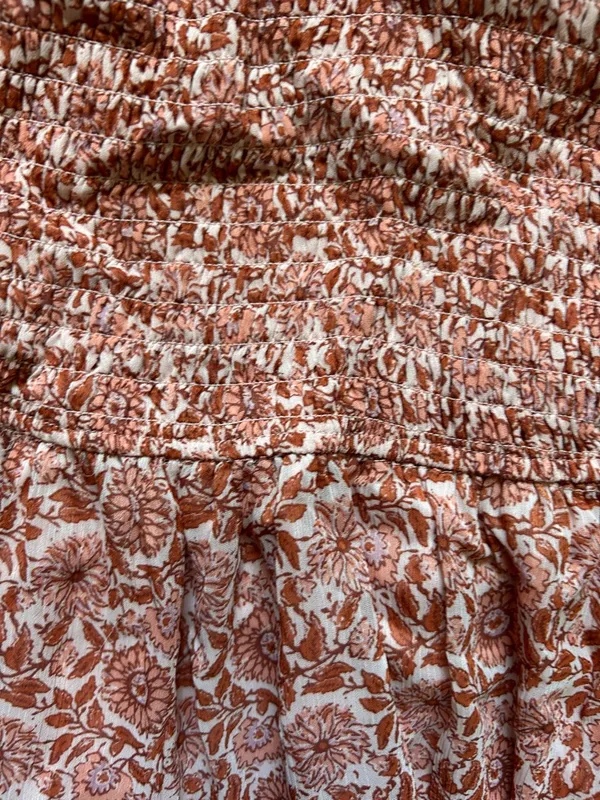 Smocked Tiered Mini Dress in Dusty Rose Print - Image 3