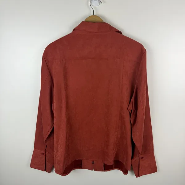 NEW Cato Faux Suede Full Zip Jacket Size 18/20W Solid Rust Autumn Western Layers - Image 4
