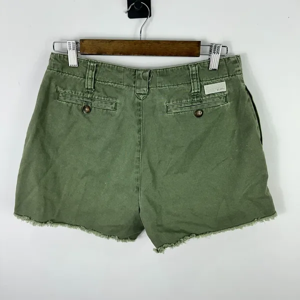 Abercrombie & Fitch Chino Shorts Womens 8 Green Raw Hem Cotton Gorp‎ Vtg Y2K - Image 2