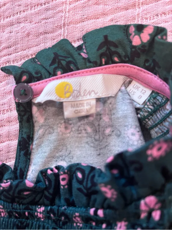 Boden Green Smocked Floral Blouse size 8 - Image 11