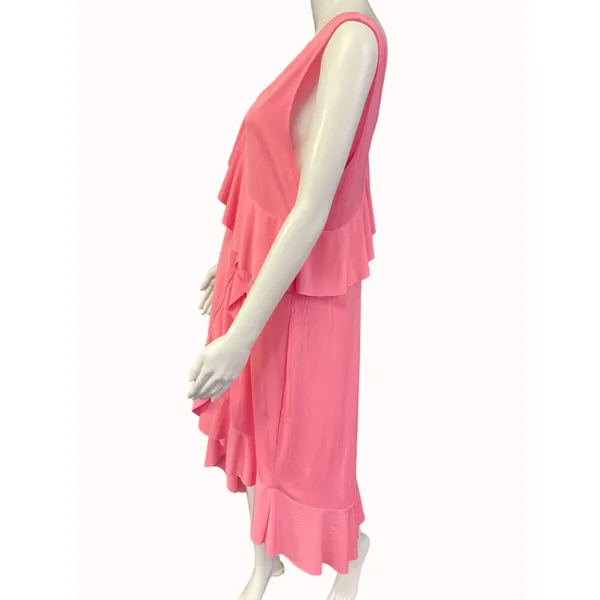 Zara Women's Pink One Ruffle Shoulder/ High low Dress Size L SKU 4112 - Image 4